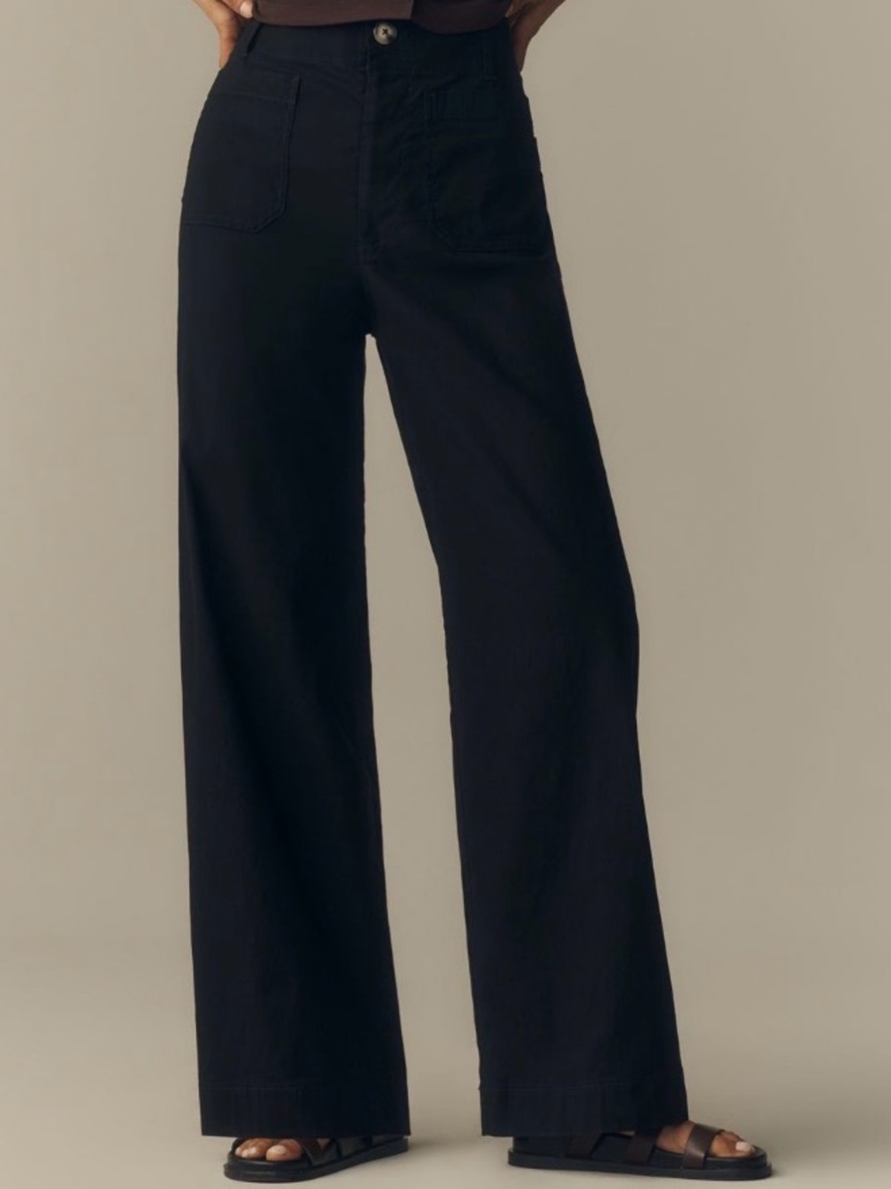 Maeve Colette High-Rise Wide-Leg Full-Length Pants in Magic Fabric - Black